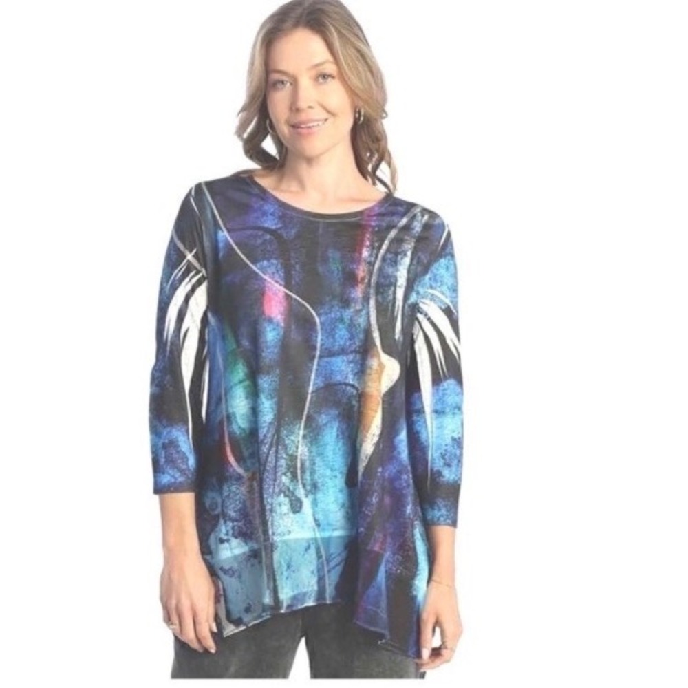 Jess & Jane Small "Eclipse " lightweight Tunic Top Burnout Tee Shirt Small